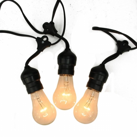 32281305 Commercial Grade Adjustable Drop Length E17 A Shape Clear Christmas Lights, Set of 15