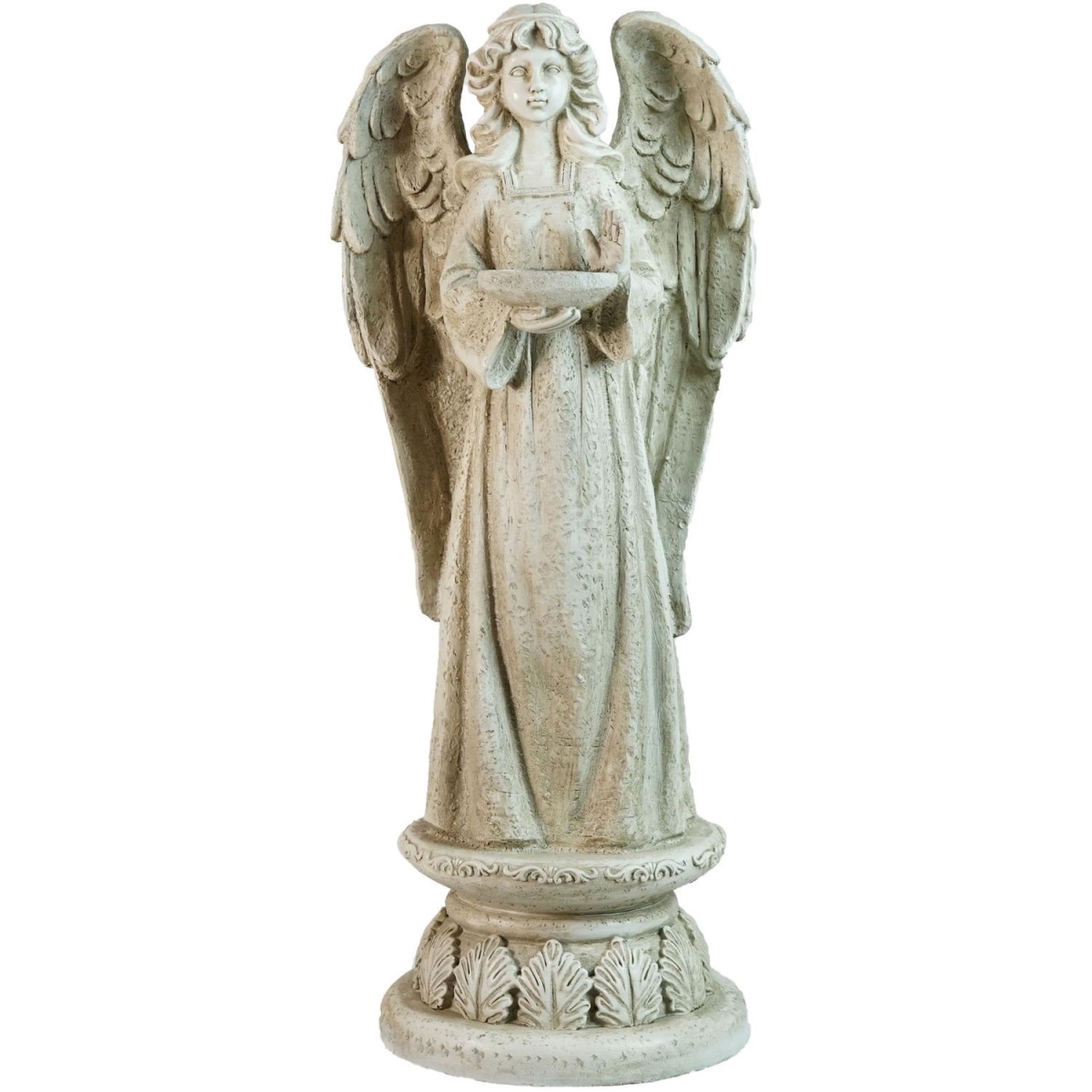 32588587 22.5 in. Standing Religious Angel with Bird Bath Votive Candle Holder Outdoor Garden Statue -  Northlight Seasonal