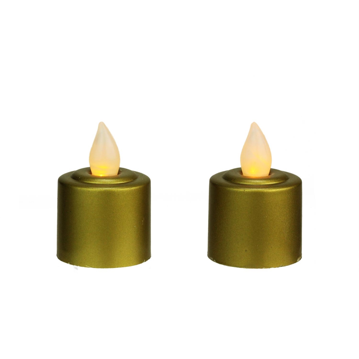 32269907 2.25 in. Gold Battery Operated LED Flickering Amber Lighted Christmas Votive Candles - Pack of 2