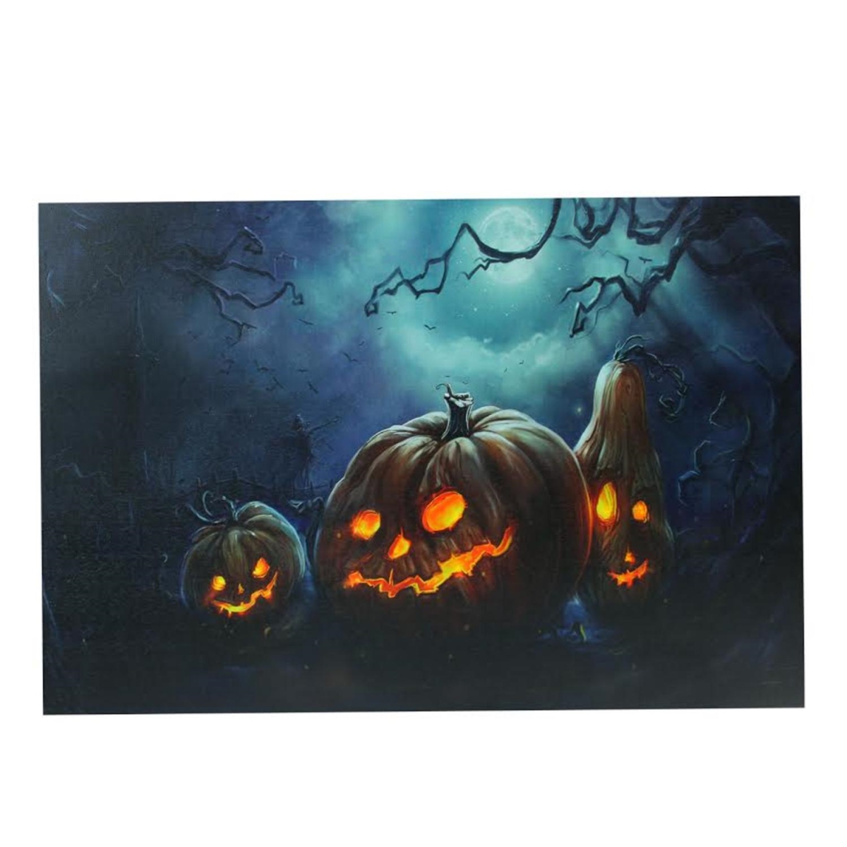 Picture of Northlight 32275397 15.75 in. x 23.5 in. LED Lighted Spooky Halloween Jack-O-Lanterns Canvas Wall Art