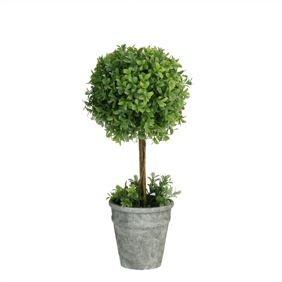 Picture of Northlight 32556016 17 in. Artificial Boxwood Topiary in Decorative Distressed Gray Paper Mache Pot