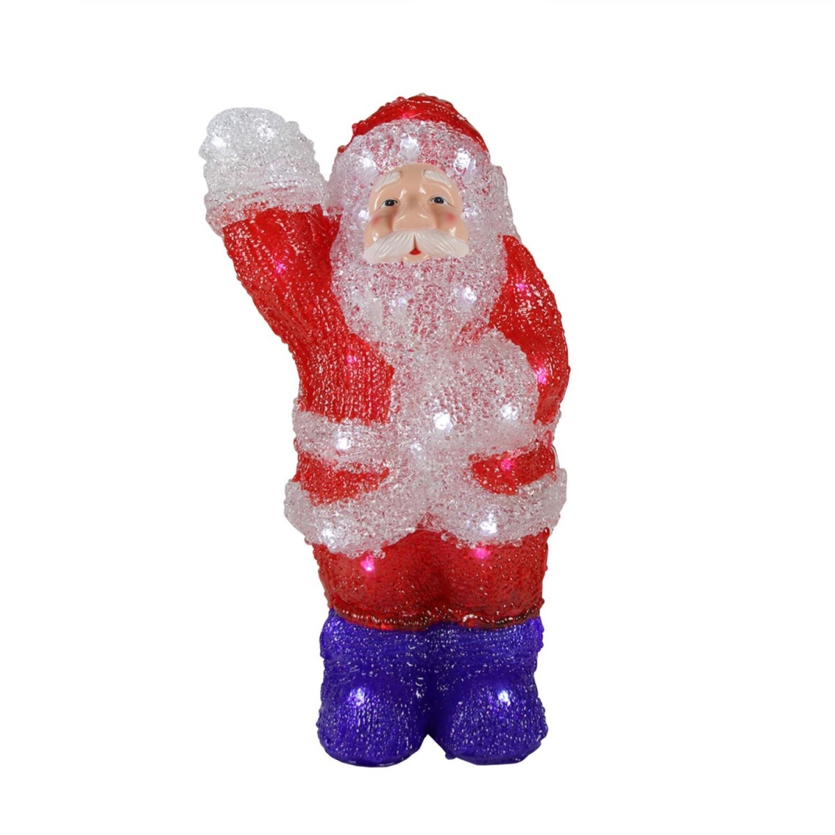 32266700 14 in. Lighted Commercial Grade Acrylic Waving Santa Claus Christmas Display Decoration -  Northlight Seasonal