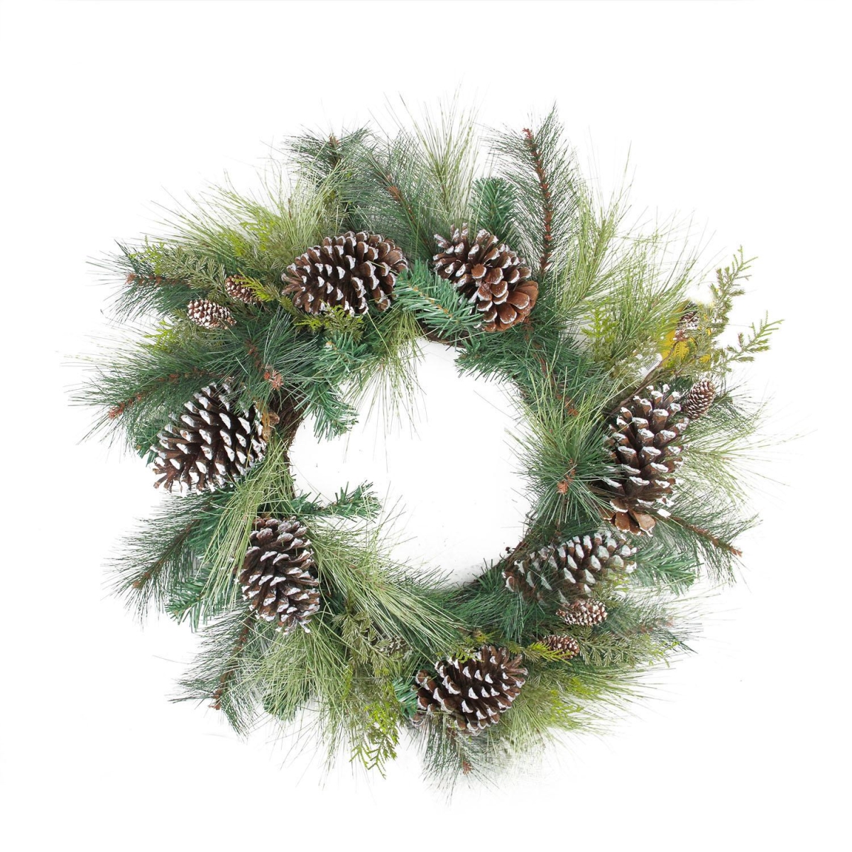 32275666 28 in. Mixed Long Needle Pine & Pine Cones Artificial Christmas Wreath - Unlit