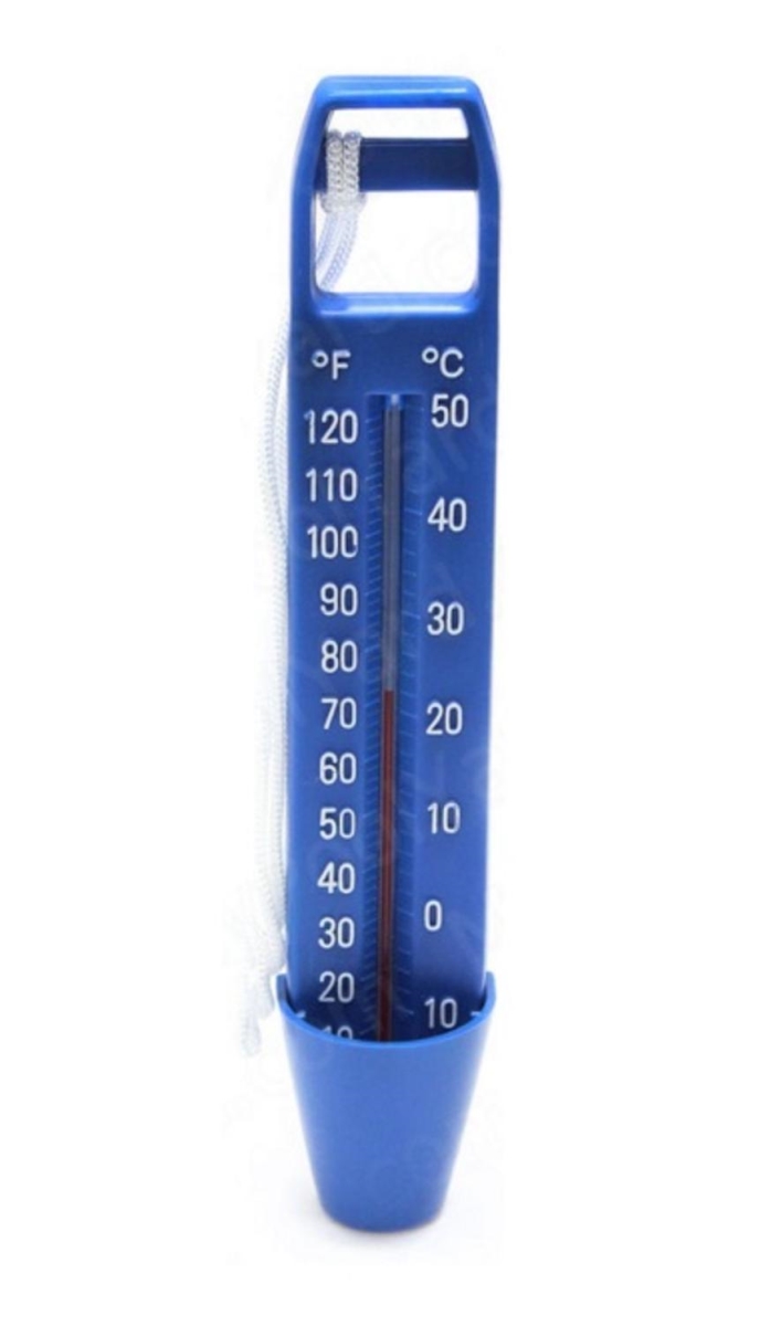 9.5 in. White & Blue Large Pocket Swimming Pool & Spa Thermometer with Cord