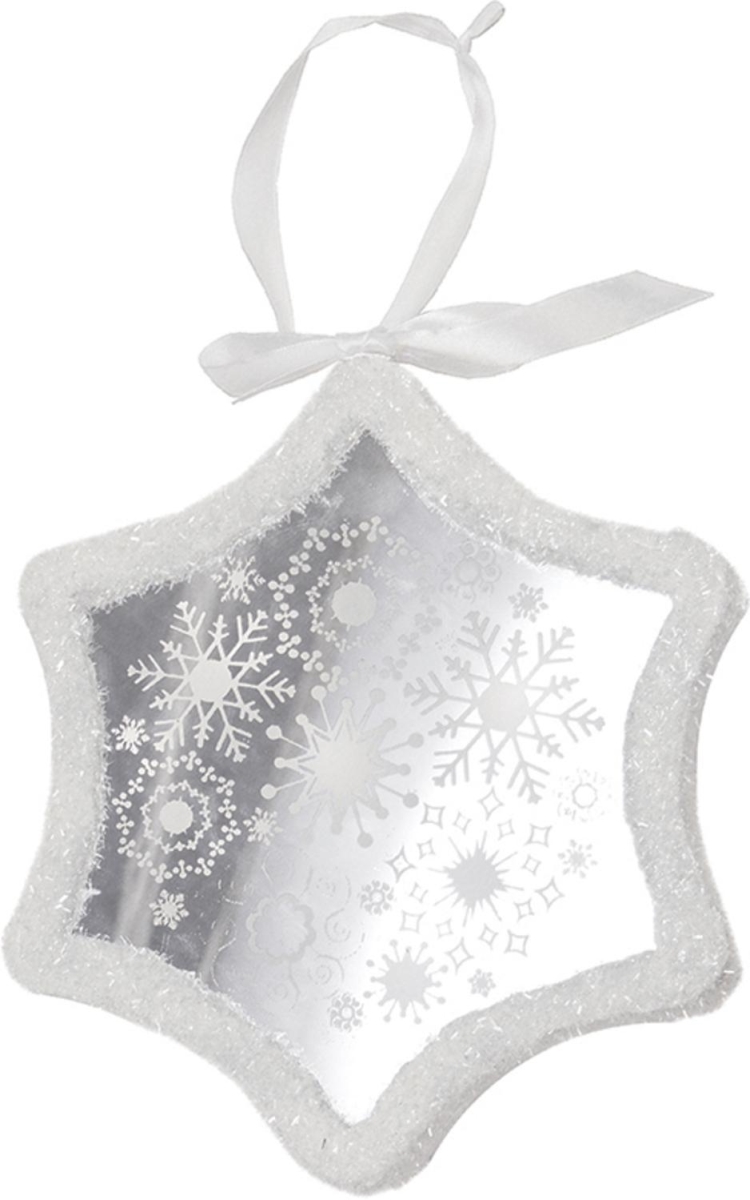 9 in. Pre-Lit LED White Sparkle Snowflake Scene Christmas Snowflake Ornament