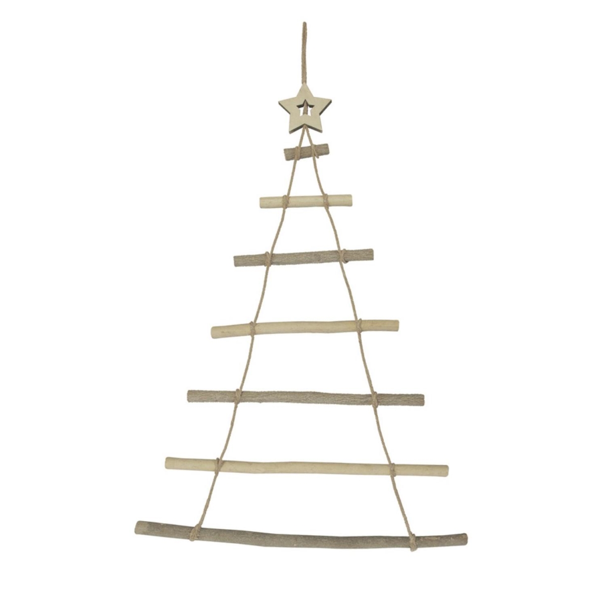32262392 31 in. Rustic Natural Wood Wall Hanging Twig Tree with Star Christmas Decoration