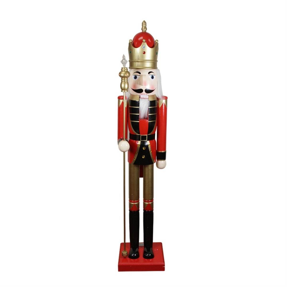 32279181 5 ft. Decorative Commercial Size Red King Wooden Christmas Nutcracker with Scepter
