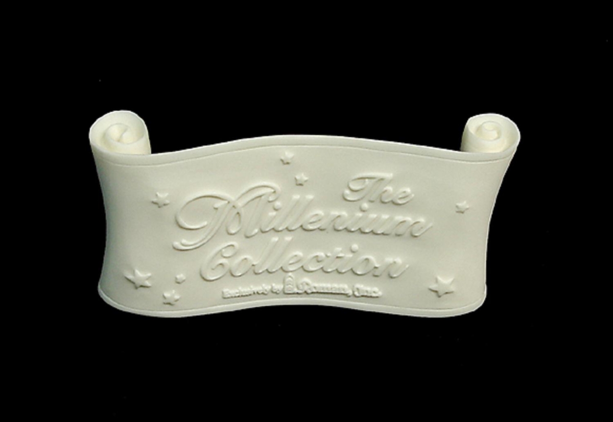 5185387 4 in. Ivory the Millennium Collection Scroll Banner Decoration