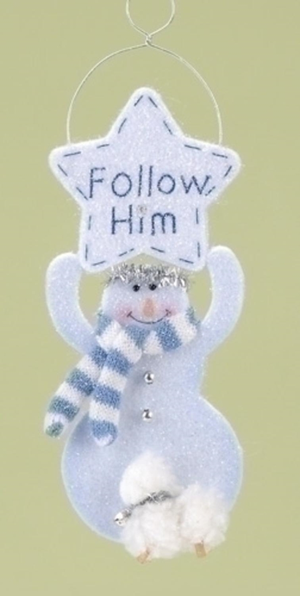Picture of Roman 7391855 8 in. Club Religious Follow Him Snowman Angel Christmas Ornament&#44; Pack of 12