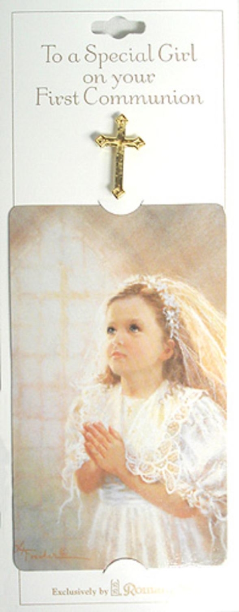 6390386 Club First Communion Girl Cross Pins with Prayer Card, Pack of 24