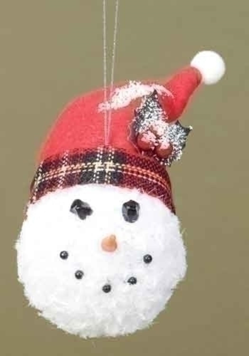 16460560 Twas the Night Snowman Head with Plaid Hat Christmas Ornament