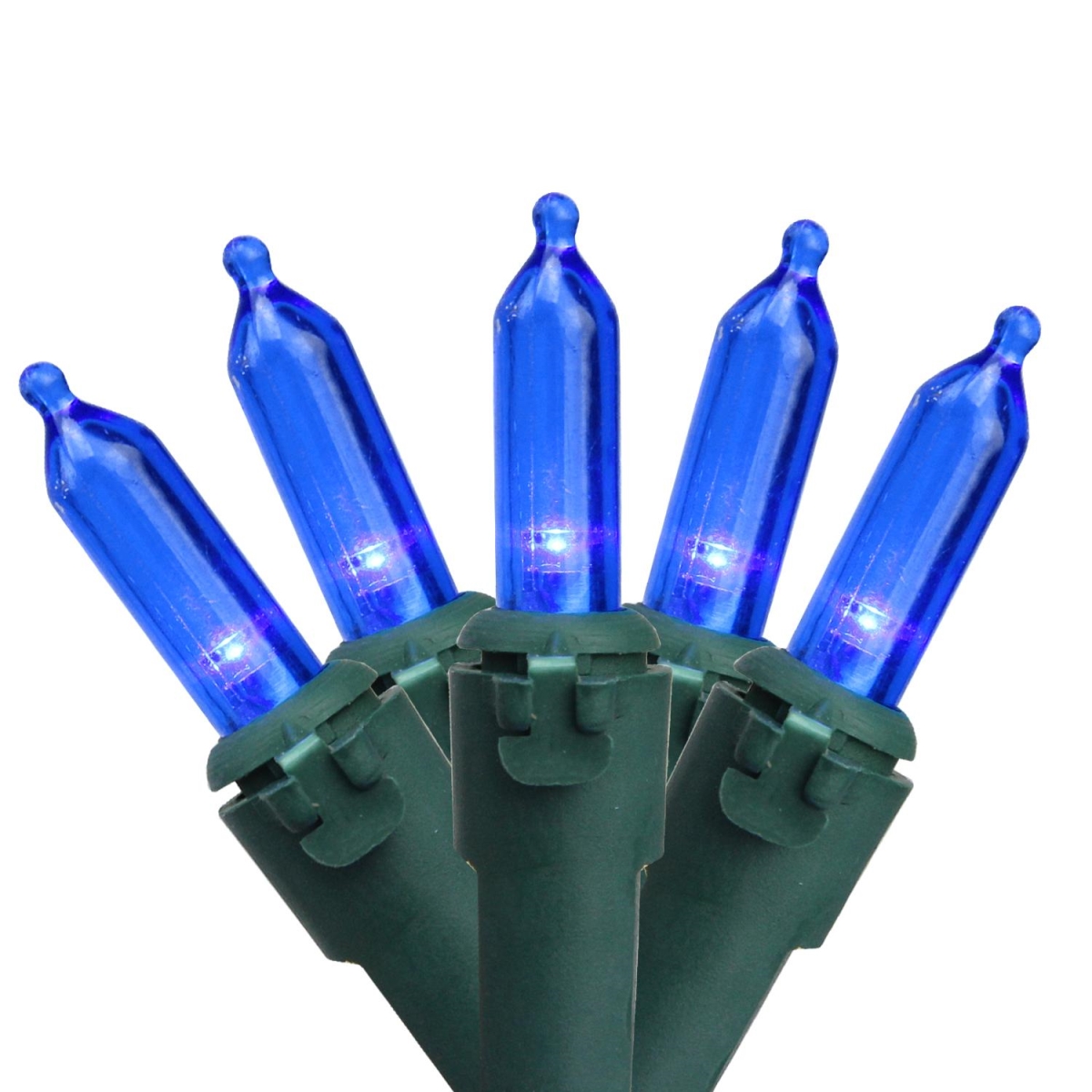 Blue LED Mini Green Wire 4 in. Spacing Christmas Light, Set of 100