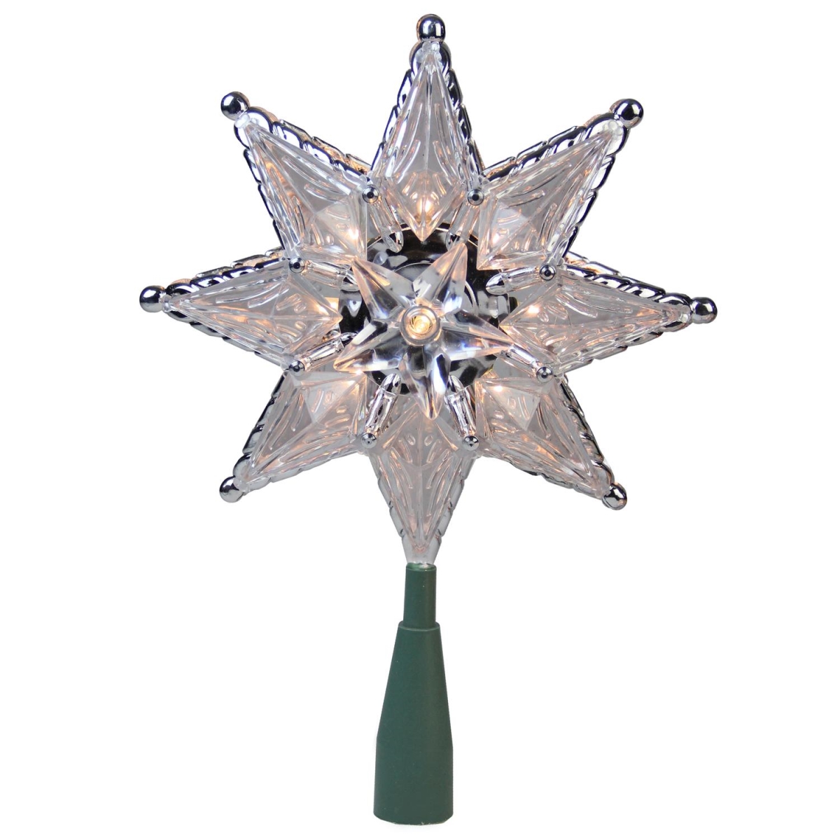 Picture of Northlight 32606245 8 in. Silver Mosaic 8-Point Star Christmas Tree Topper - Clear Lights