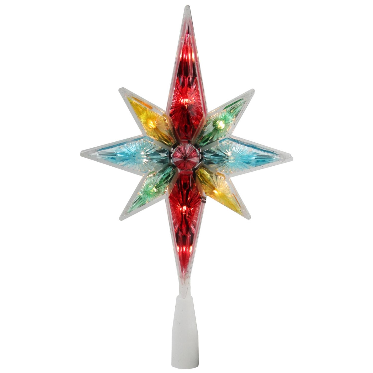 Picture of Northlight 32606343 10.75 in. Multi-Color Faceted Star of Bethlehem Christmas Tree Topper - Clear Lights