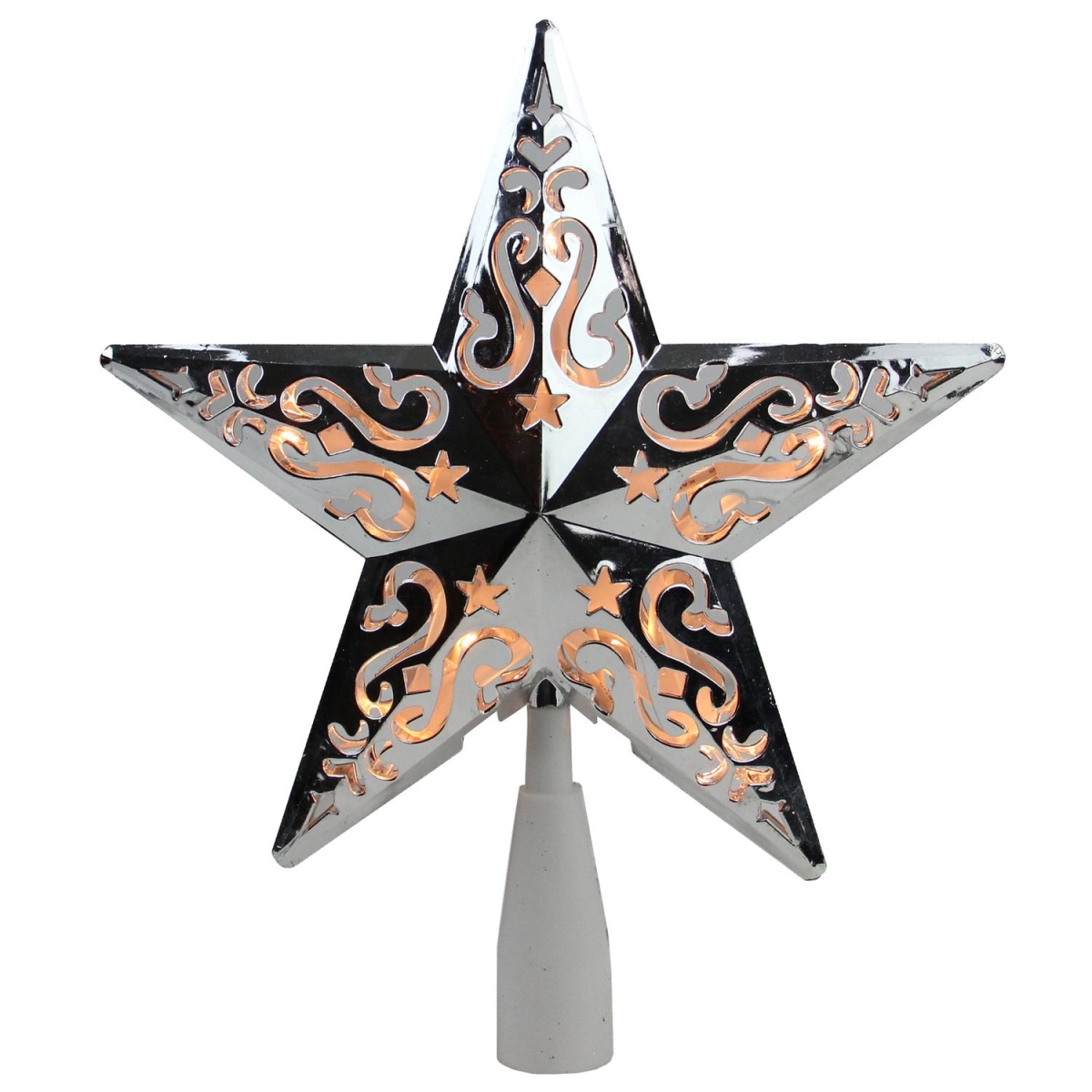 Picture of Northlight 32606345 8.5 in. Silver Star Cut-Out Design Christmas Tree Topper - Clear Lights