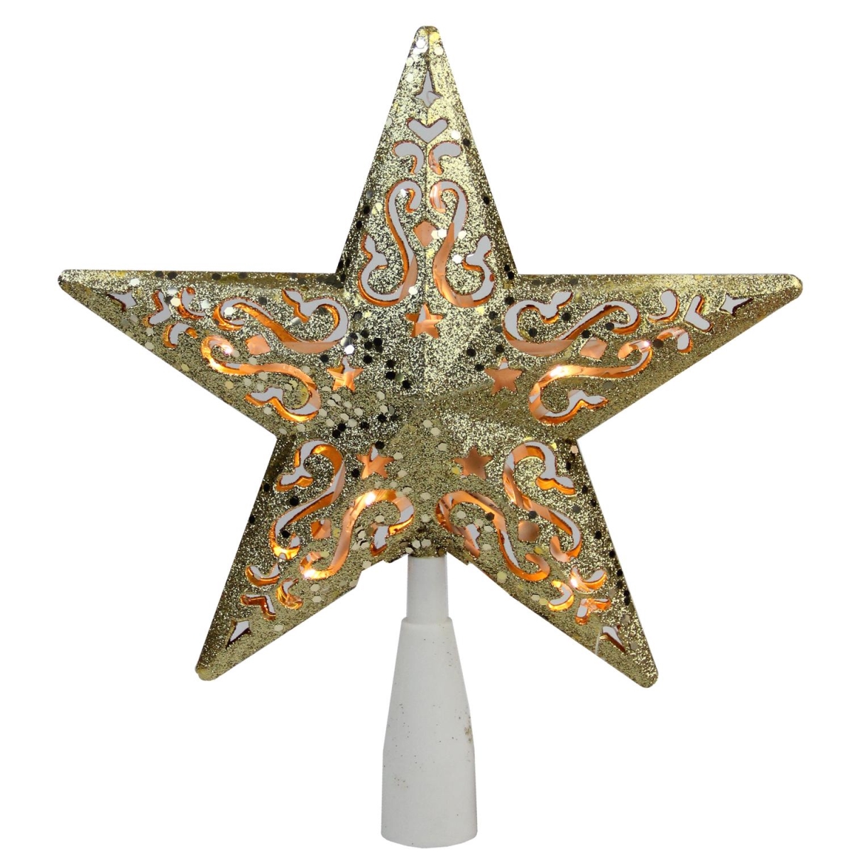 Picture of Northlight 32606349 8.5 in. Gold Glitter Star Cut-Out Design Christmas Tree Topper - Clear Lights