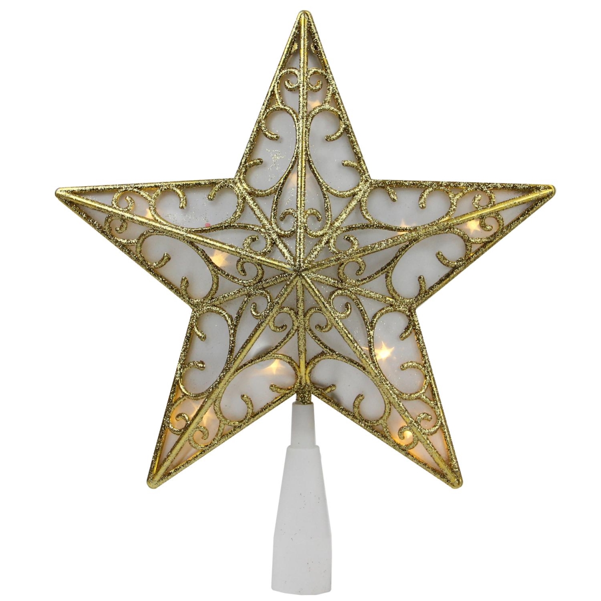 Picture of Northlight 32606350 9 in. Gold Glitter Star LED Christmas Tree Topper - Warm White Lights