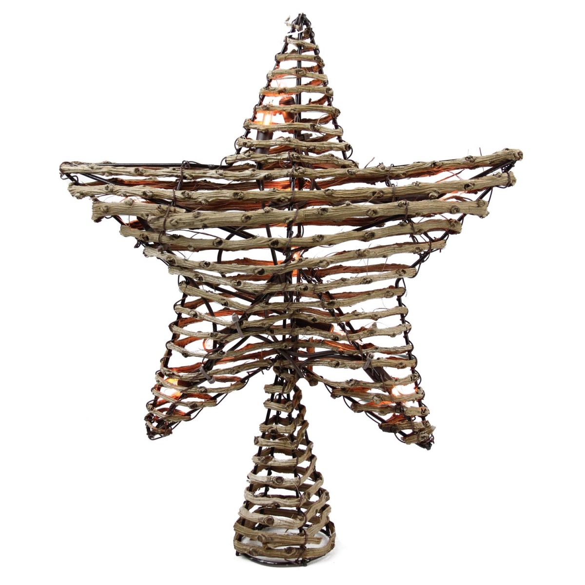 Picture of Northlight 32606352 11.5 in. Natural Brown Rattan Star Christmas Tree Topper - Clear Lights