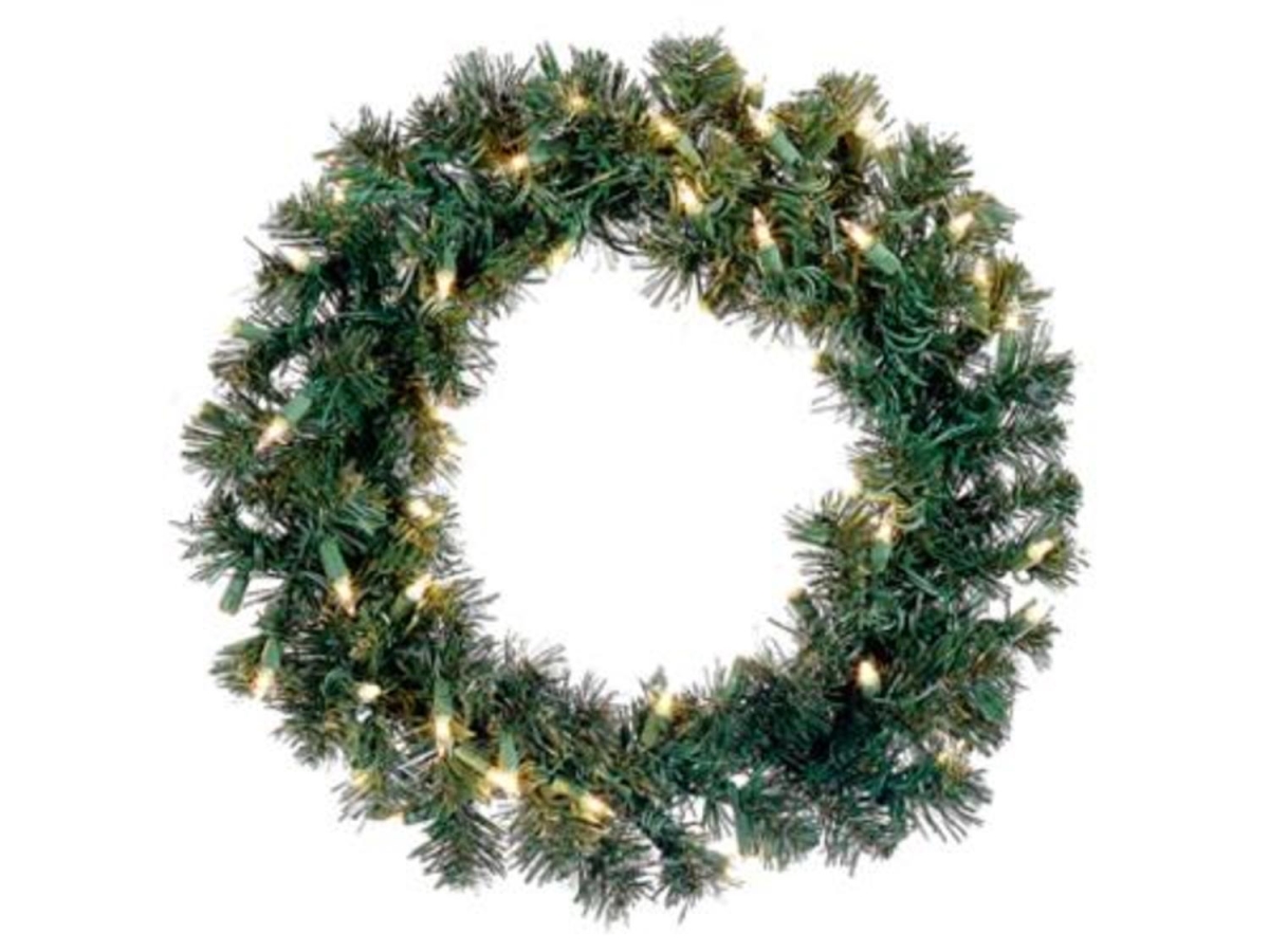 32606785 18 in. Pre-Lit Deluxe Windsor Pine Artificial Christmas Wreath - Clear Lights