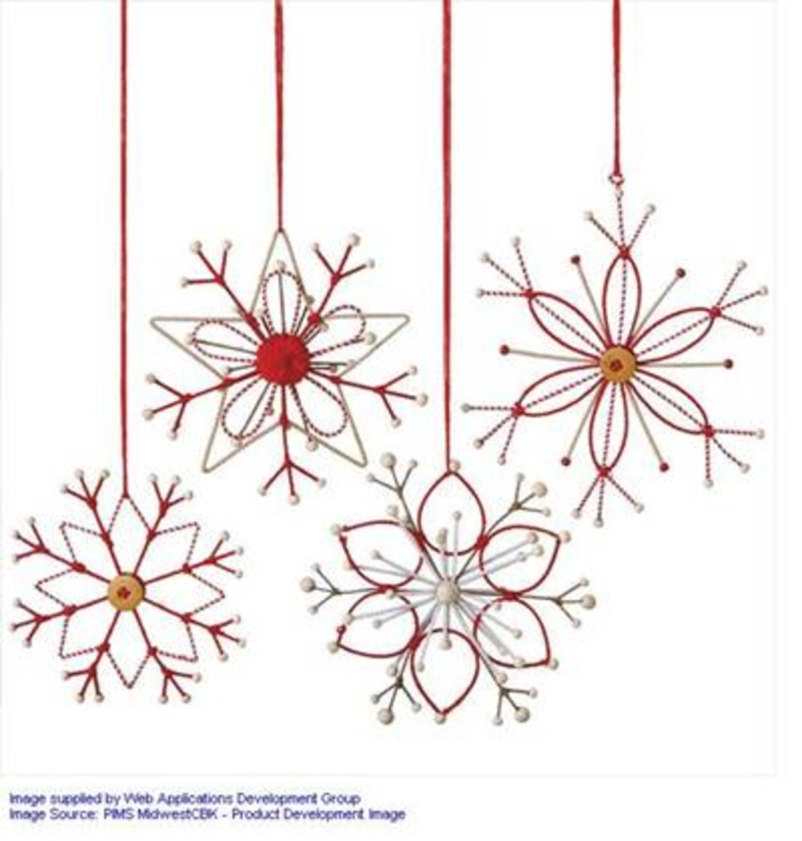 31451108 6.5 in. Alpine Chic Tan White & Red Country Rustic Style Snowflake Christmas Ornament