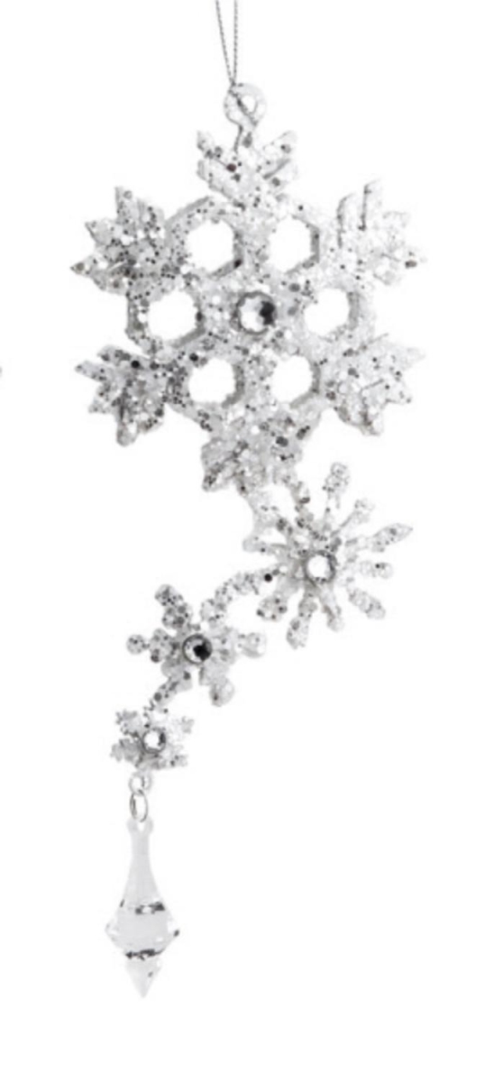 Picture of Melrose 31107511 8.5 in. Sparkling Whites Silver Glittered & Jeweled Snowflake Cluster Christmas Ornament