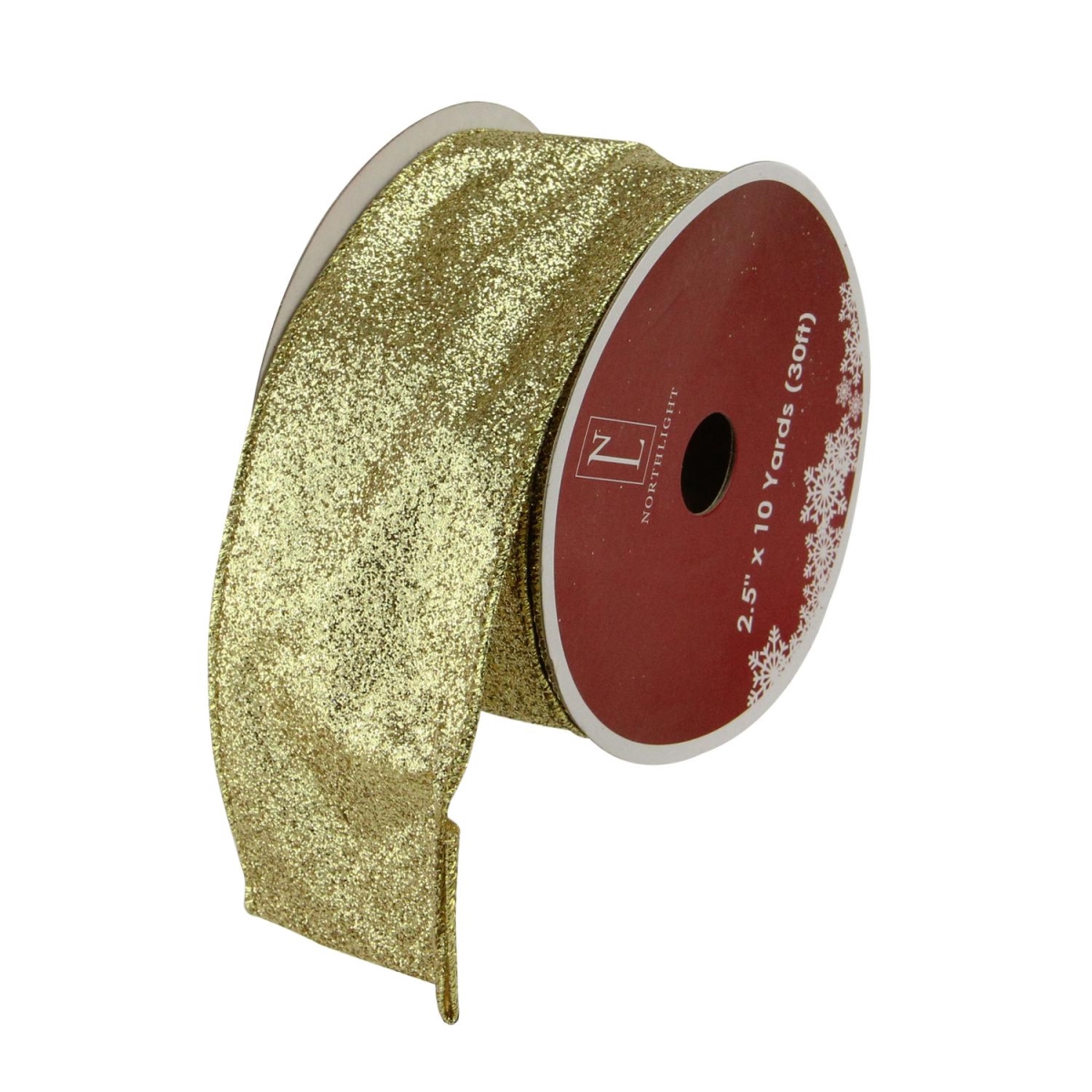 2.5 in. x 120 yards Sparkling Solid Gold Wired Christmas Craft Ribbon