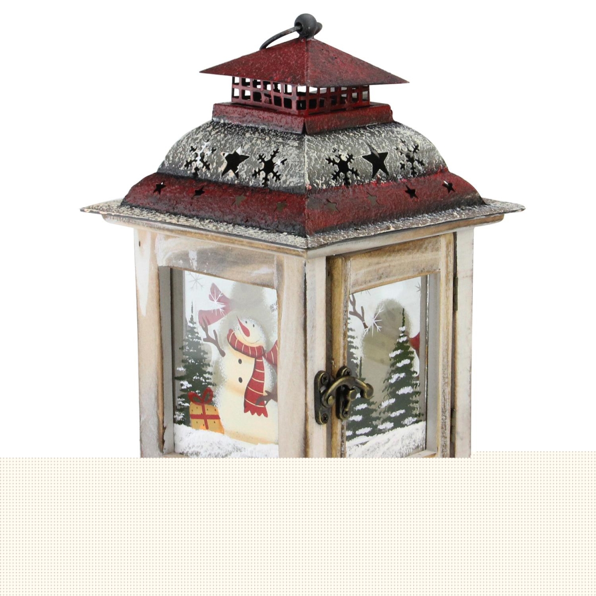 Picture of Northlight 32618592 11.5 in. Snowman & X-Mas Pillar Candle Lantern