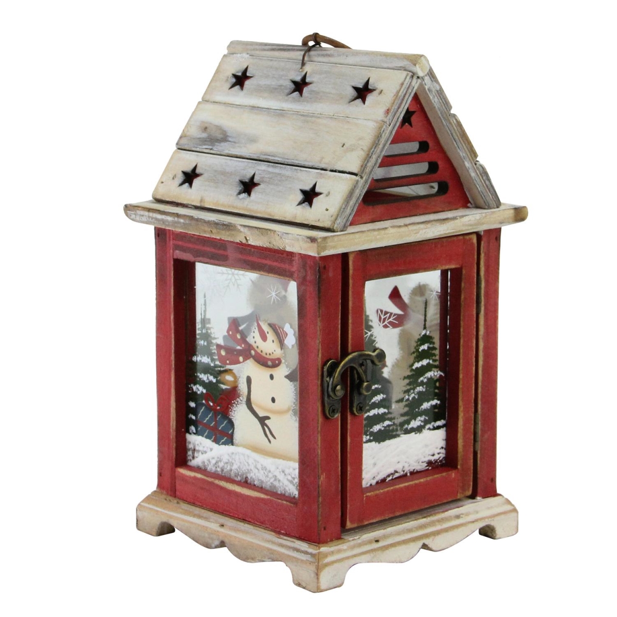 Picture of Northlight 32618593 11 in. Snowman & X-Mas Pillar Candle Lantern