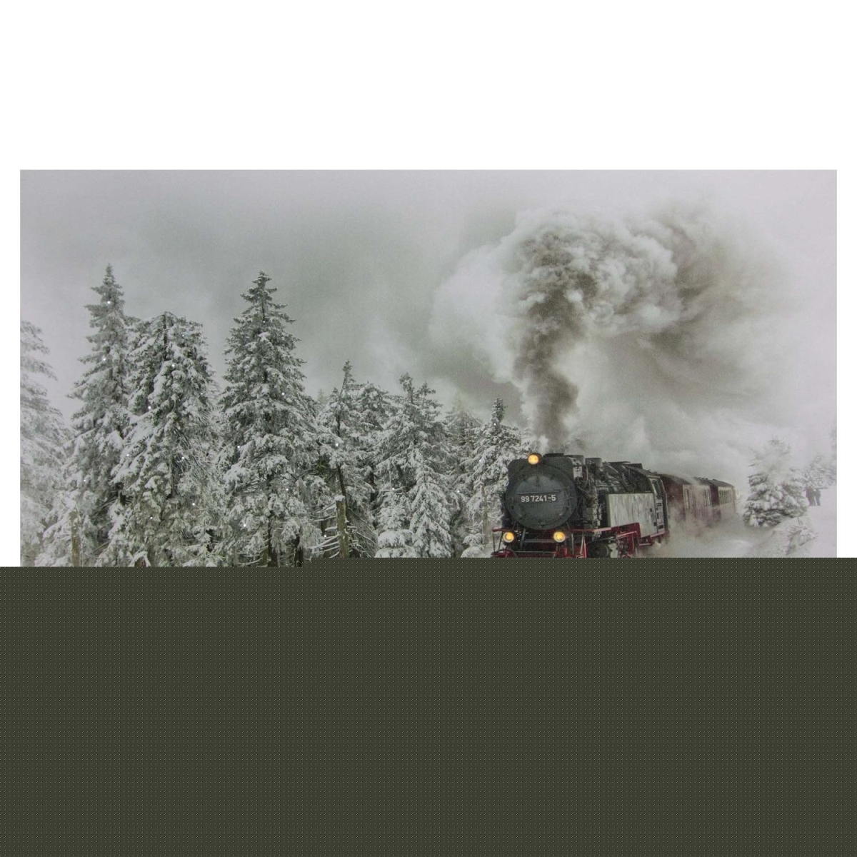 Large Lighted Woods with Train Canvas Wall Art