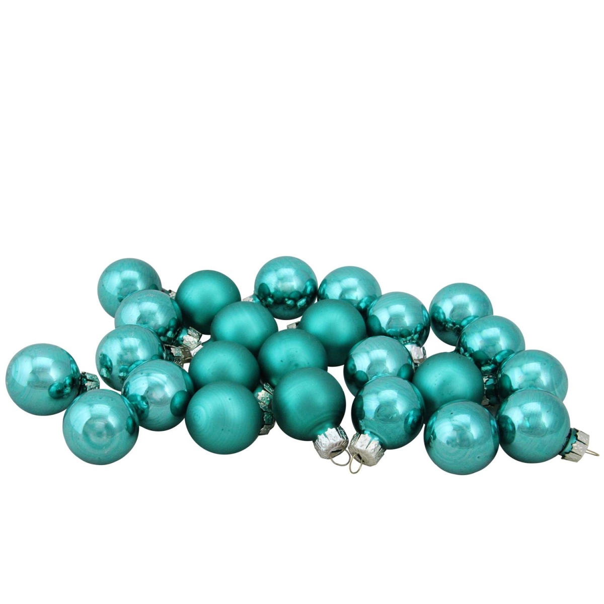 32627417 1 in. Glass Ball Christmas Ornament Set, Teal Green - 24 Piece