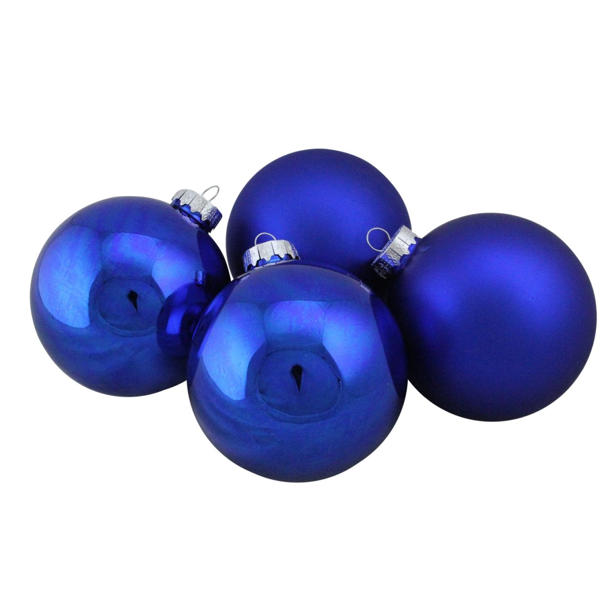 Northlight 32627455 4 in. Glass Ball Christmas Ornament Set, Blue - 4 Piece