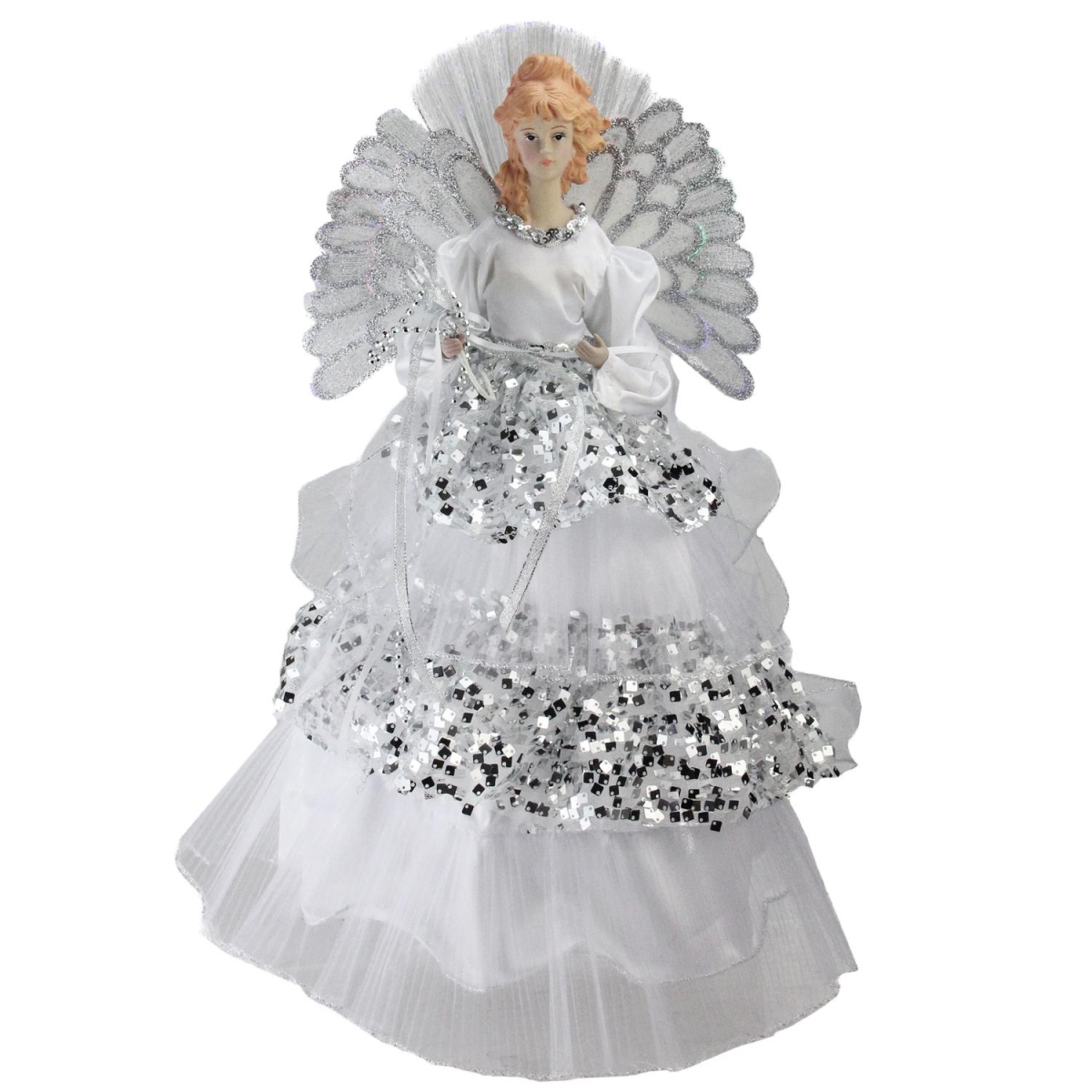 Picture of Northlight 32623514 16 in. Angel in Sequined Gown Christmas Tree Topper, Silver