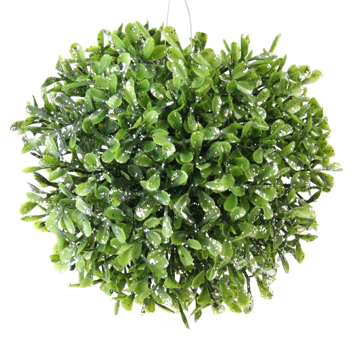 32623470 5 in. Decorative Grass Ball, Green & Sparkling Silver