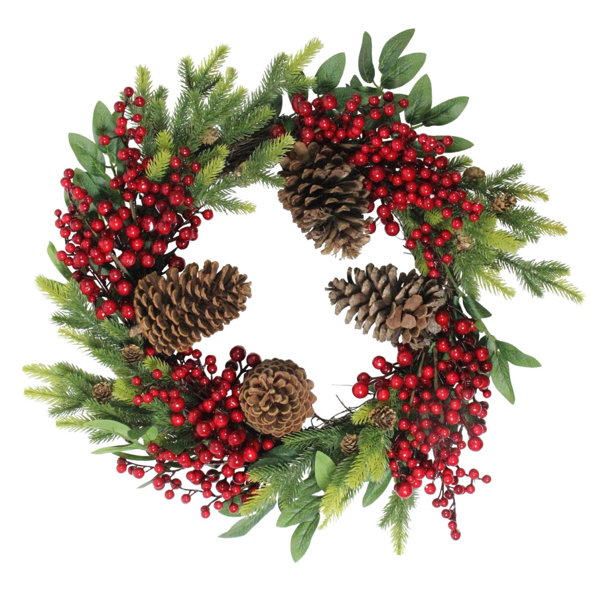 Picture of Northlight 32630256 22 in. Artificial Pine Cone Red Berry & Pine Sprig Christmas Wreath - Unlit