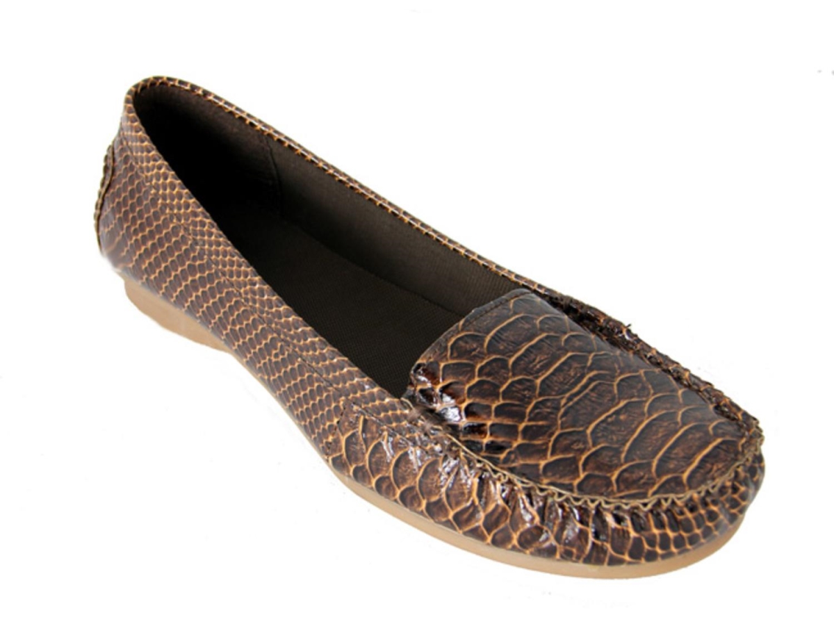 Picture of Avon 28864285 Womens Brown Exotic Animal Print Snake Skin Comfort Loafer Shoes - Size 6