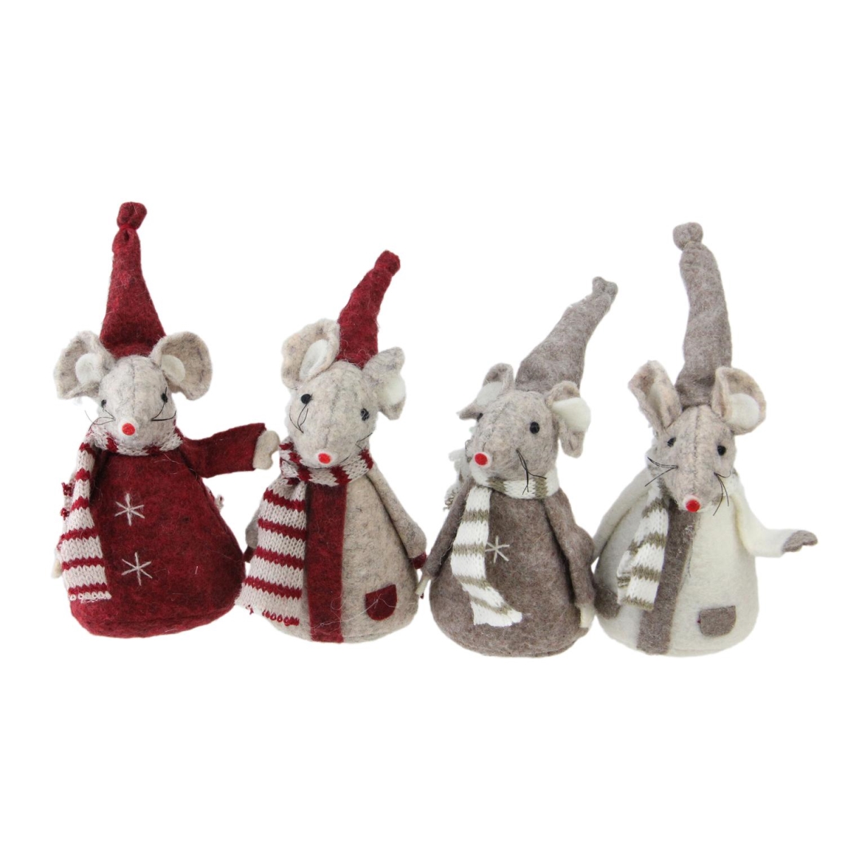 Picture of Northlight 32628489 5.5 in. Ivory Chubby Christmas Standing Mice Table Figures&#44; Red & Gray - Set of 4