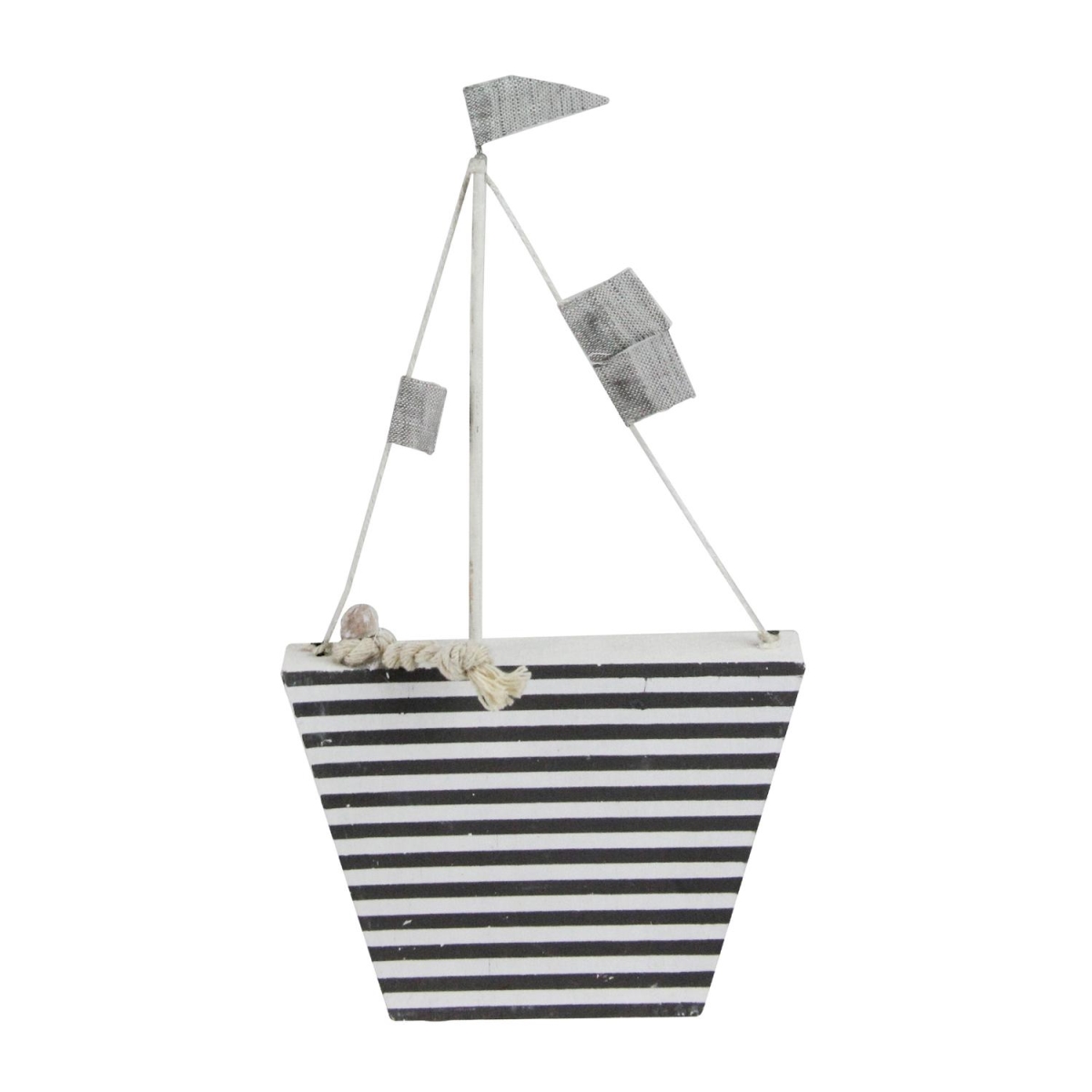 Picture of Northlight 32735193 9.5 in. Cape Cod Inspired White & Gray Striped Boat Table Top Decoration