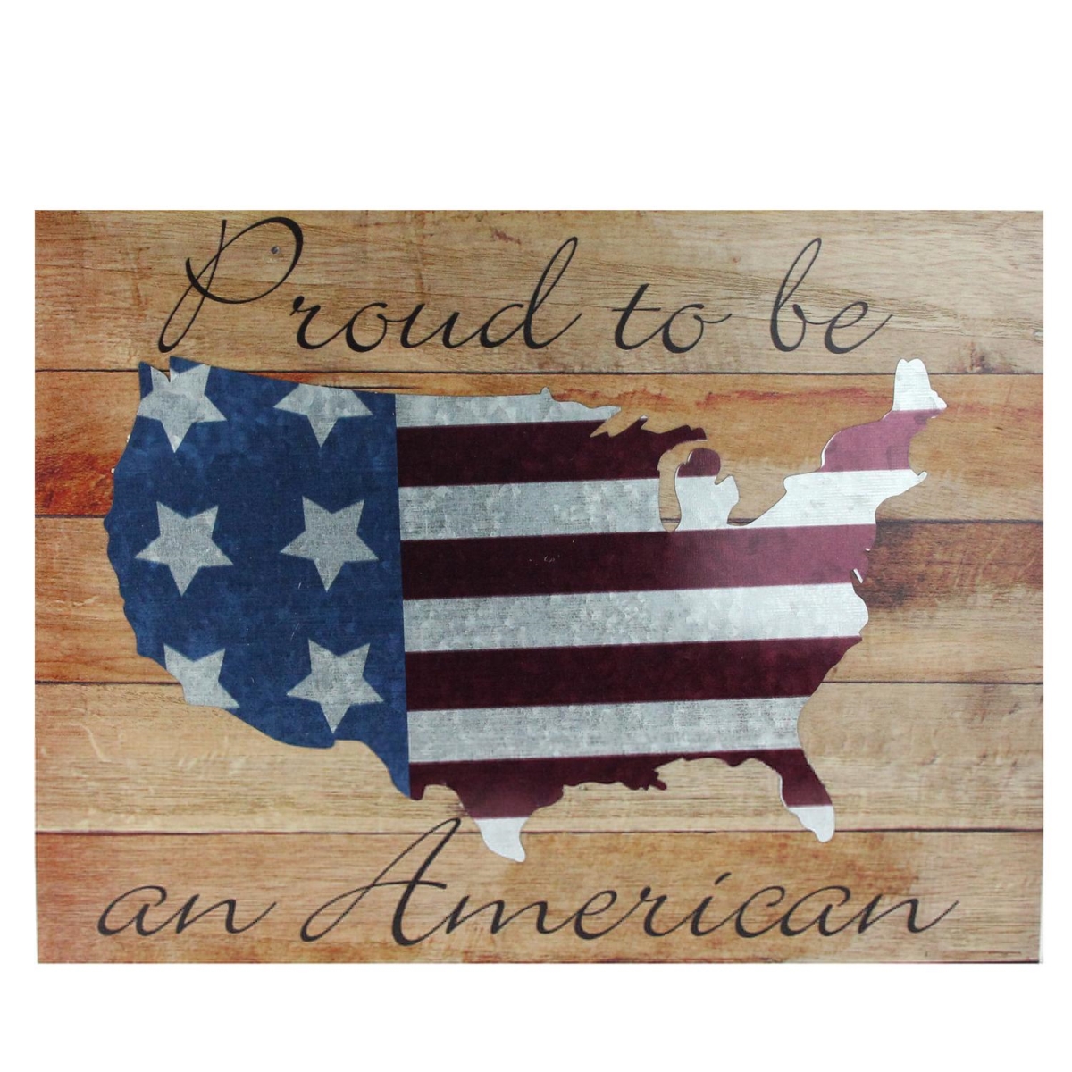 Picture of Northlight 32749475 Stars & Stripes Proud to be an American Wooden USA Map Decorative Wall Art&#44; 15.75 x 12 in.