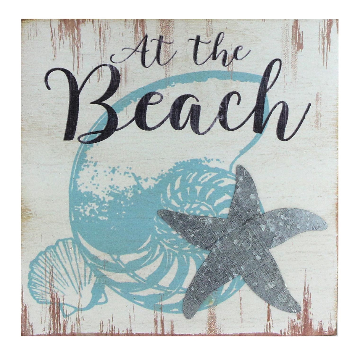 Picture of Northlight 32749484 8 in. Decorative At the Beach with Seashells & Starfish Distressed Wooden Wall Plague