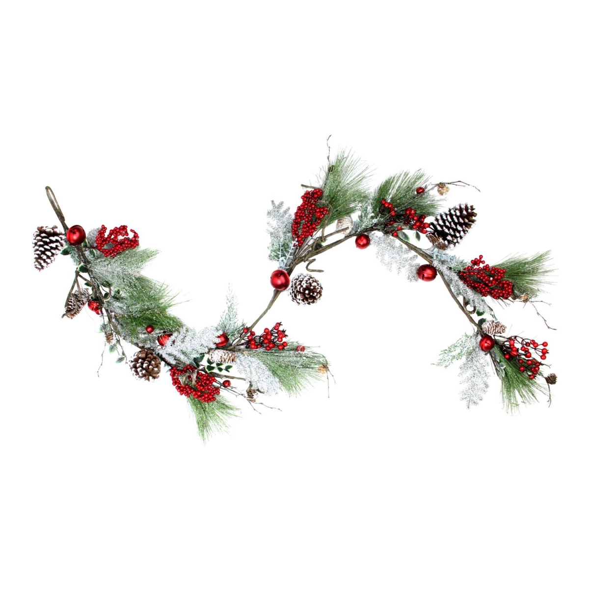 32635917 70 in. Bells Berries & Pine Cones Frosted & Frocked Artificial Christmas Garland -  NorthLight