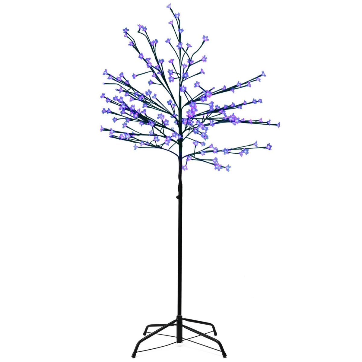 32637790 6 ft. LED Lighted Japanese Sakura Blossom Flower Tree - Blue Lights