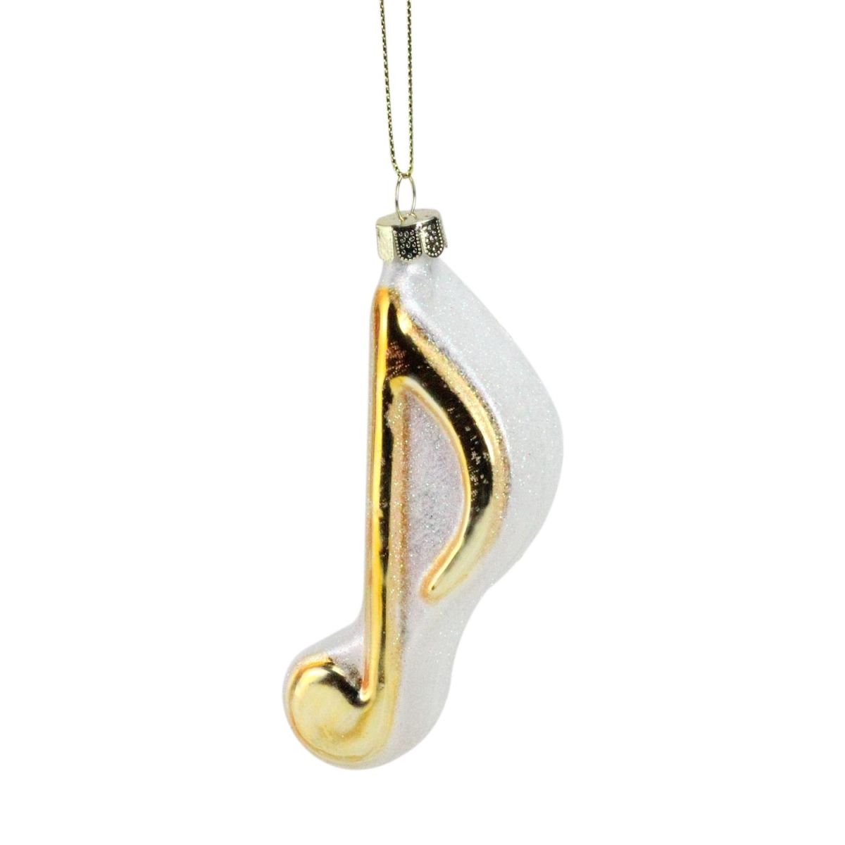 Picture of Northlight 32731234 4.5 in. Gold & Glittery White Musical Eighth Note Glass Christmas Ornament