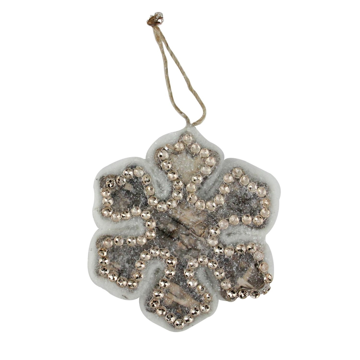 32638738 4 in. Natures Luxury Embellished Wooden Snowflake Decorative Christmas Ornament
