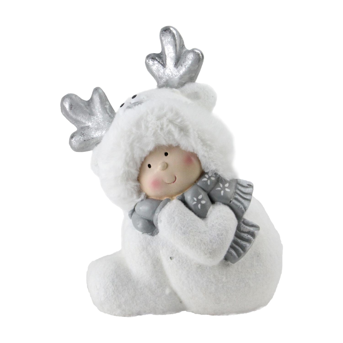 32635082 12.5 in. Smiling Child in White Reindeer Snow Suit Christmas Tabletop Decoration -  Northlight Seasonal