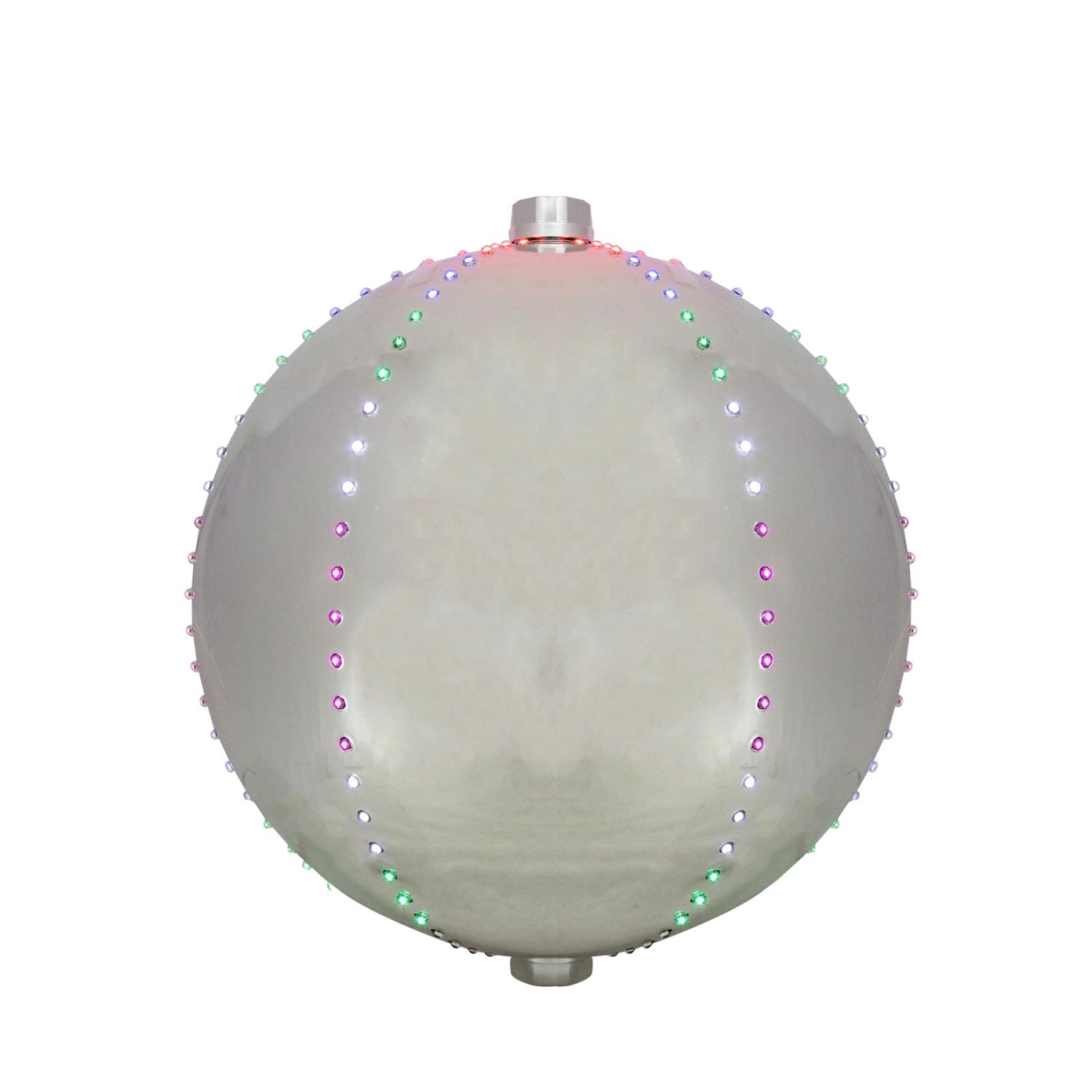 32637214 12 in. Multi-Color LED Lighted Christmas Silver Sphere Ball Decoration