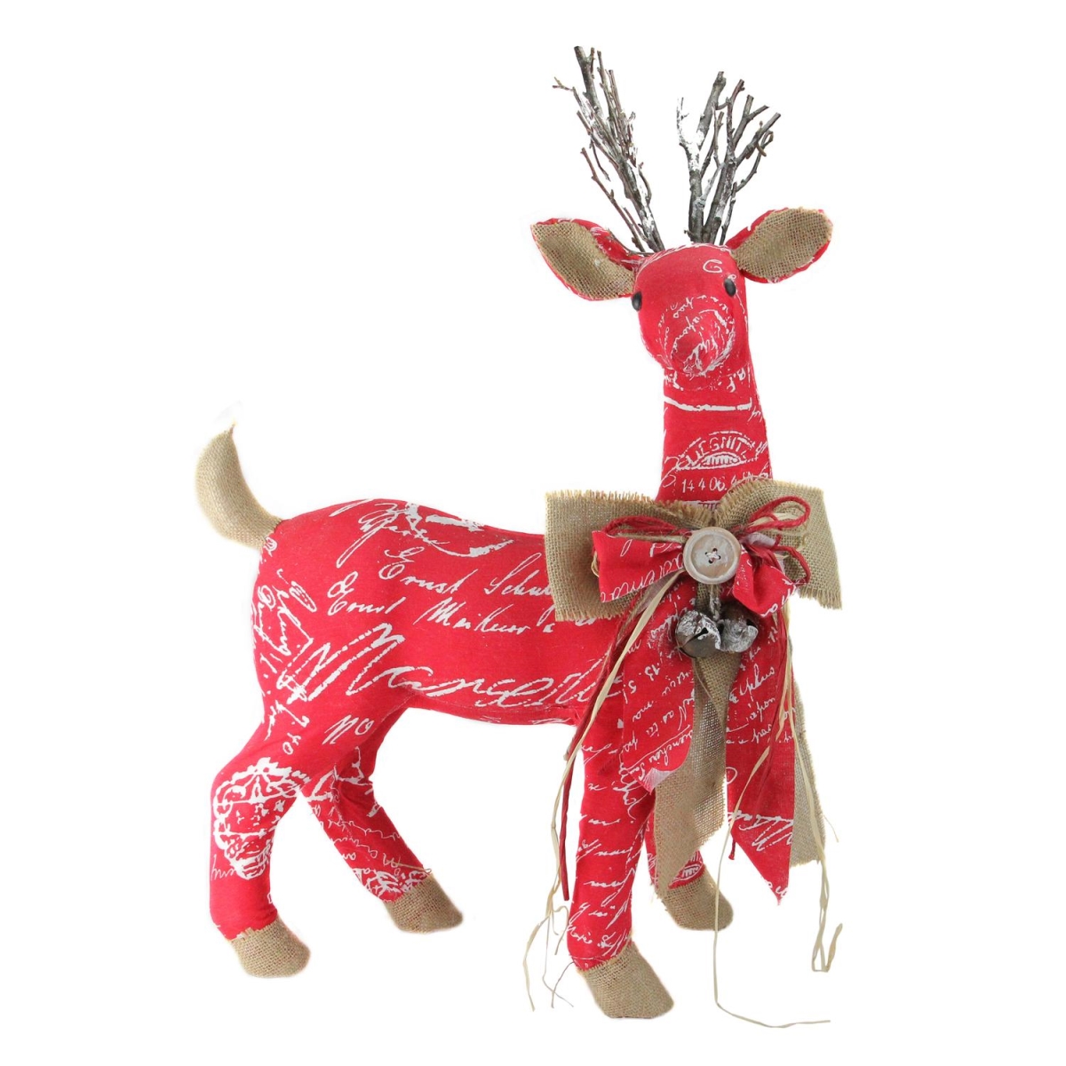 Picture of Northlight 32633972 24 in. Country Rustic Red&#44; White & Brown Reindeer with Bow Christmas Decoration