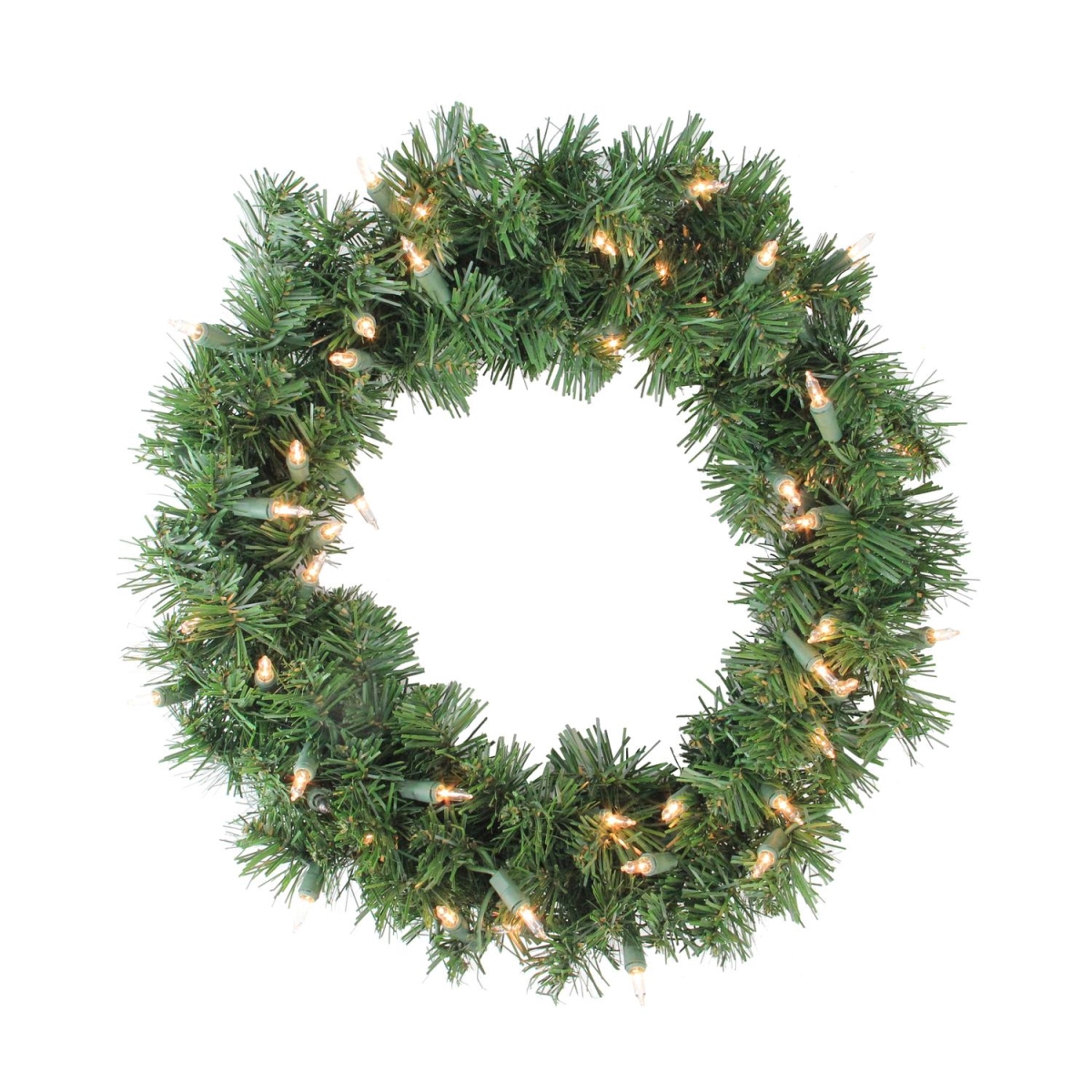 32624620 16 in. Pre-Lit Deluxe Windsor Pine Artificial Christmas Wreath - Clear Lights