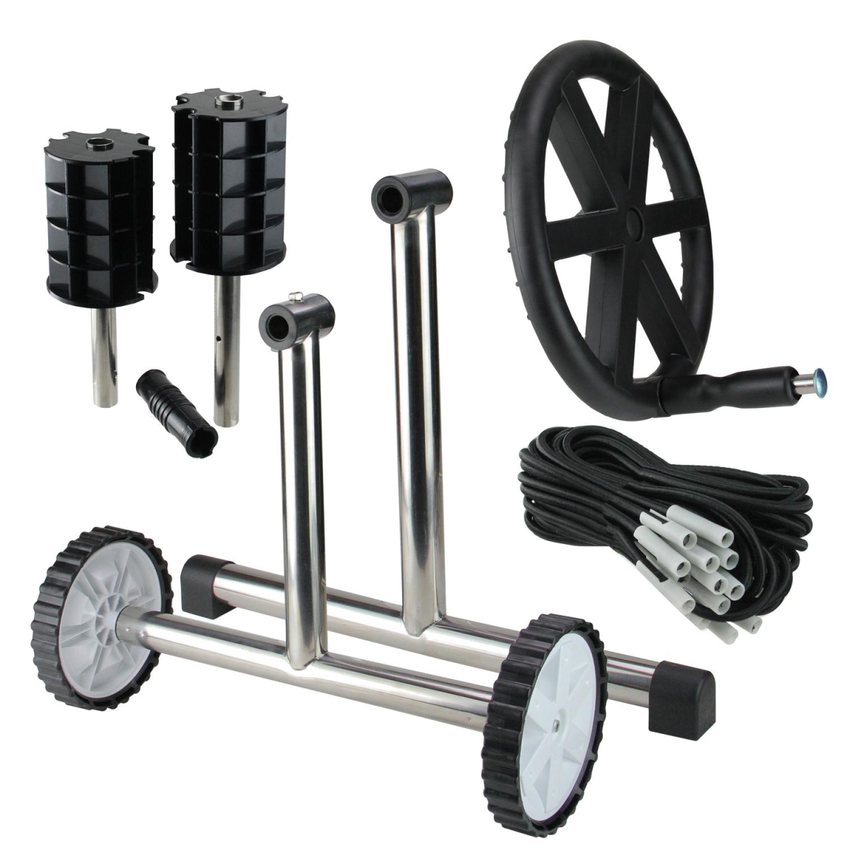 32753124 21 in. In-Ground Pool Cover Reel System with Stainless Steel Frame for 4 ft. Tubes