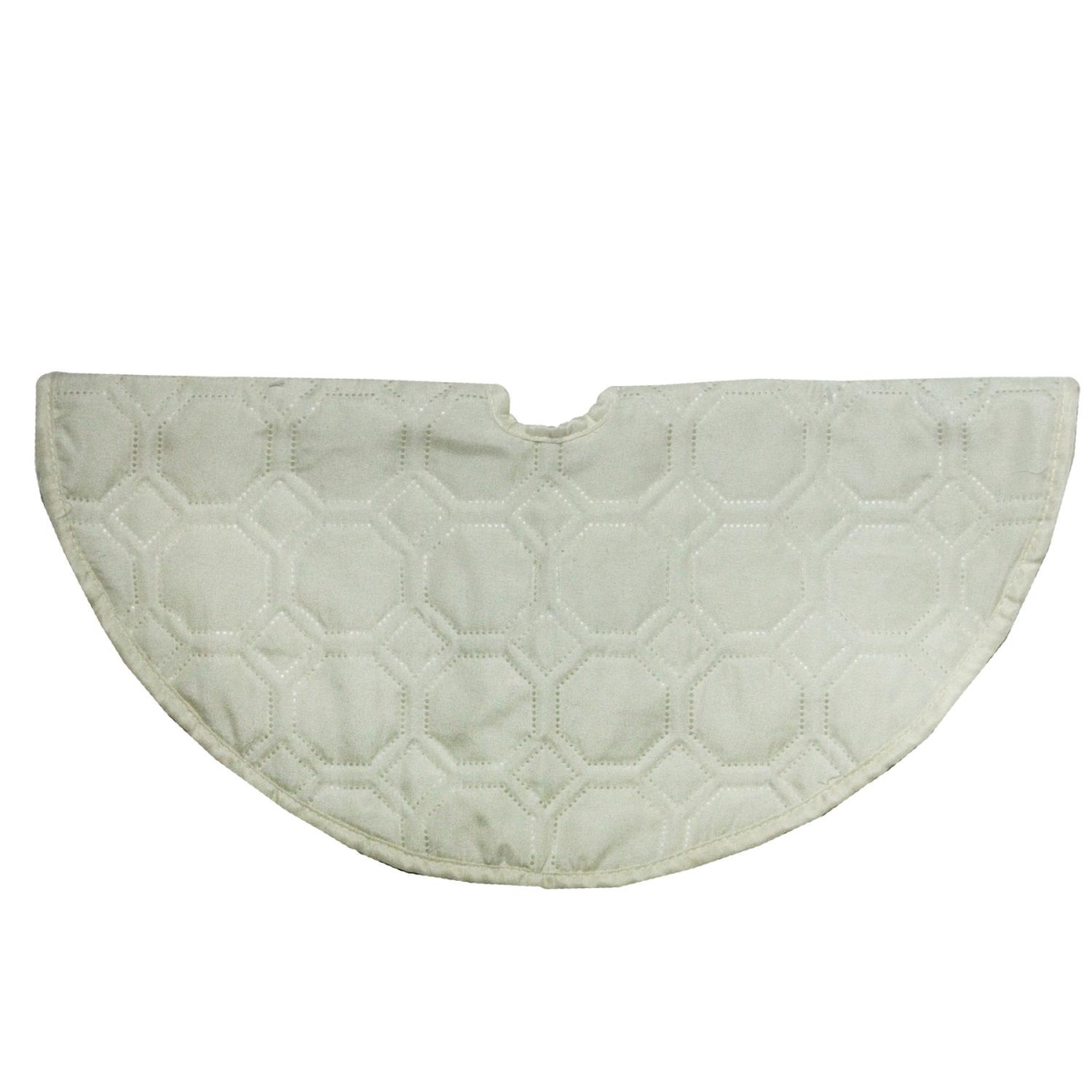32635906 18 in. Solid Cream White Quilted Christmas Decorative Mini Tree Skirt