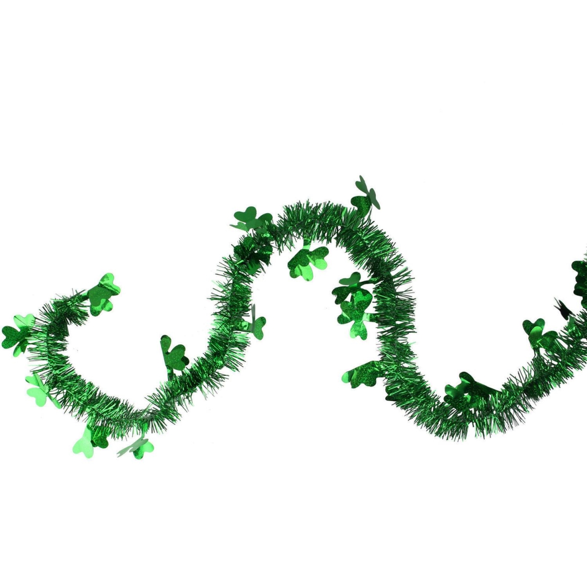 25 ft. St. Patricks Day Irish Shamrock Laser Tinsel Garland - Unlit